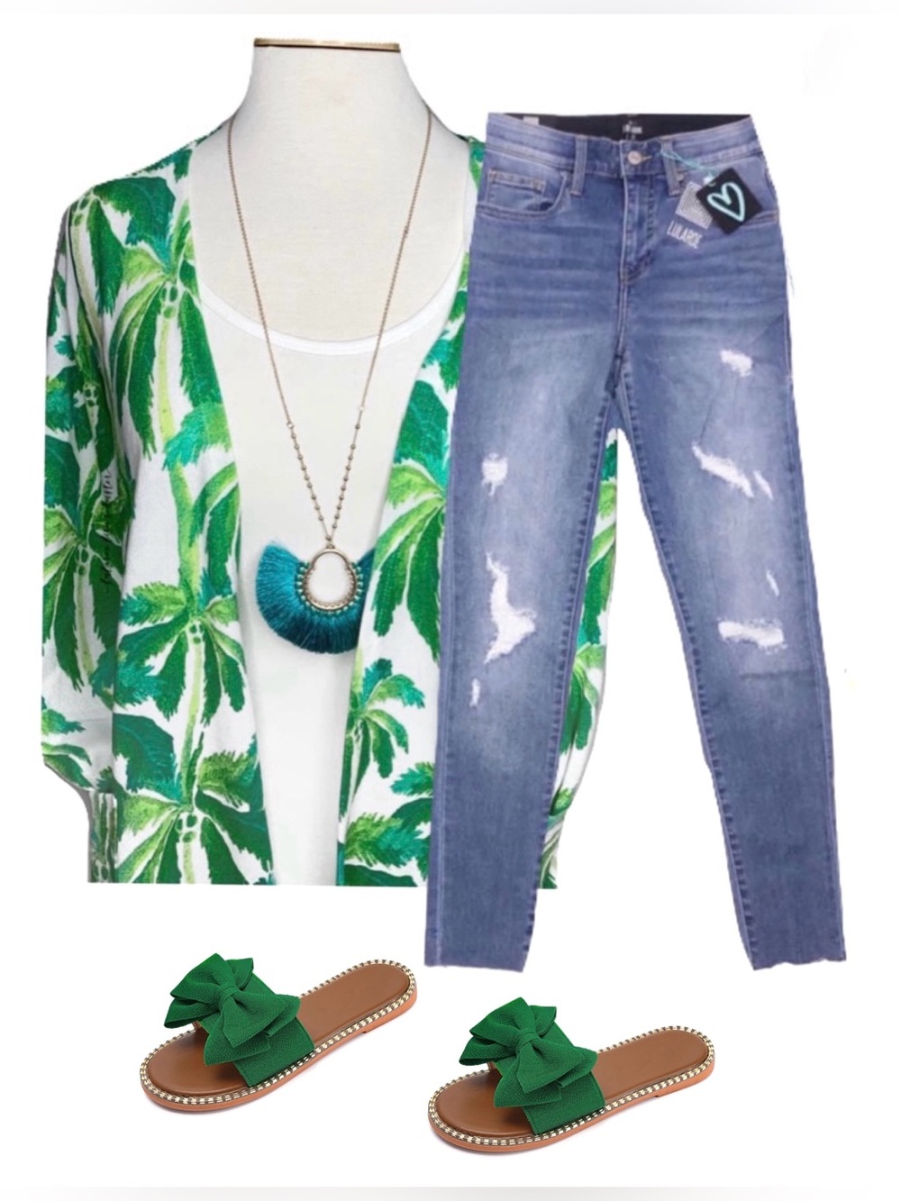 Small Caroline Cardigan by LuLaRoe. Green and White Tropic Print Ladies 6/8 NEW!